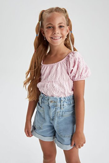 DeFacto Girl's Carmen Collar Short Sleeve Blouse X7622a622hs