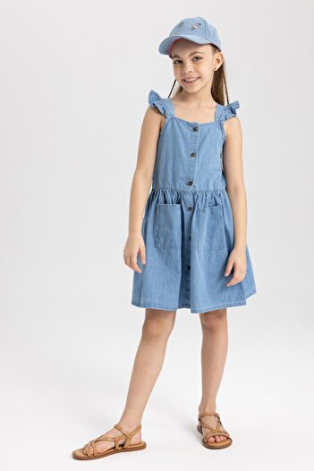 DeFacto Rochie de jeans fără mâneci pentru fetiță, cu potrivire relaxată, X9991a622sm
