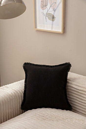 SWITA BLACK FRINGED SINGLE COLOR 43X43 KIRLENT CASE