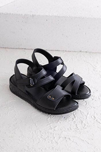 Getcho Denver Women's Black Velcro Casual Sandals Light Sole Comfortable Summer Shoes Sports Style