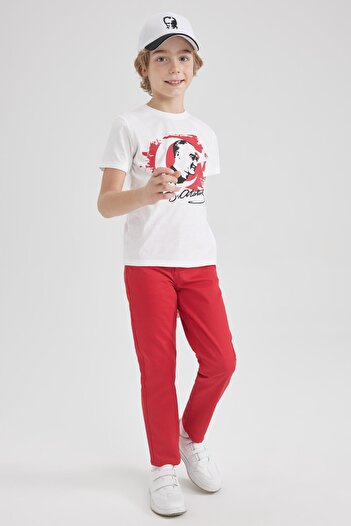 DeFacto Boy's Red Basic Straight Gabardine Pants Z1675A623Sm