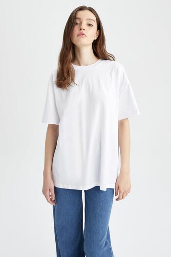DeFacto Oversize Fit Crew Neck Κοντό μανίκι 100% βαμβακερό T-shirt V4136az23sp
