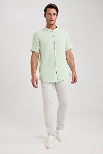 DeFacto Regular Fit Stand Collar Short Sleeve Shirt Y4221az23sm
