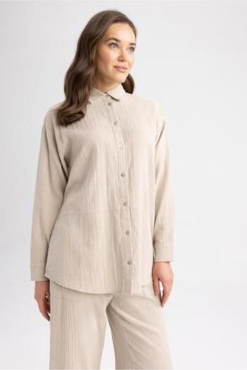 DeFacto Regular Fit Shirt Collar Muslin Long Sleeve Tunic Z3343az23sp