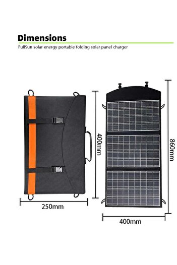 KESEROĞLU Güneş Paneli Katlanabilir 45 W Portatif Solar Su Geçirmez Güneş Enerjisi Sarj Cihazı
