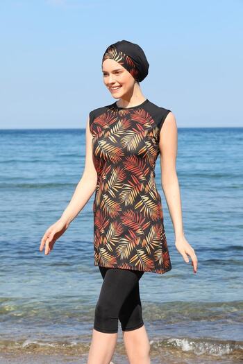 SEBOTEKS Digital Printed Sleeveless Semi Covered Hijab Swimsuit 30105