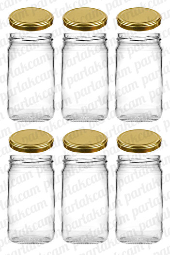 parlakcam 300ml Baharat Kavanozu Metal Kapaklı Magnolia Kavanozu 300cc Bal Reçel İçin Saklama Kavanozu 6 Adet