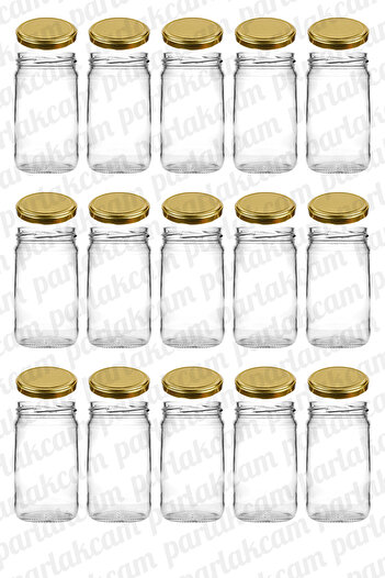 parlakcam 300ml Baharat Kavanozu Metal Kapaklı Magnolia Kavanozu 300cc Bal Reçel İçin Saklama Kavanozu 15 Adet