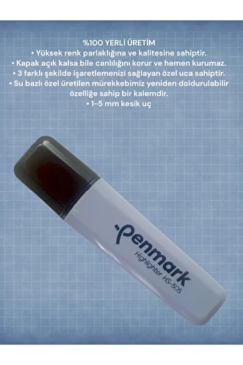 SEYFİKİRTASİYE TURKISH MALI PHOSPHORUS PEN VIVID COLORS REFILLABLE MARKING PEN HIGHLIGHTER