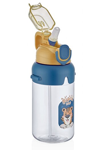 Vagonlife 650 ml Children's Water Bottle with Yellow Lid and Straw
