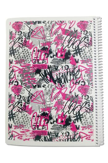 Tigra Star 80 Sheets Lined Spiral A4 School Notebook - Purple Graffiti