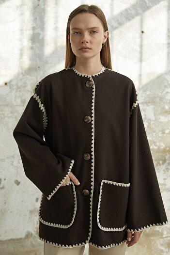 InStyle Alira Stamped Jacket - Bitter Brown