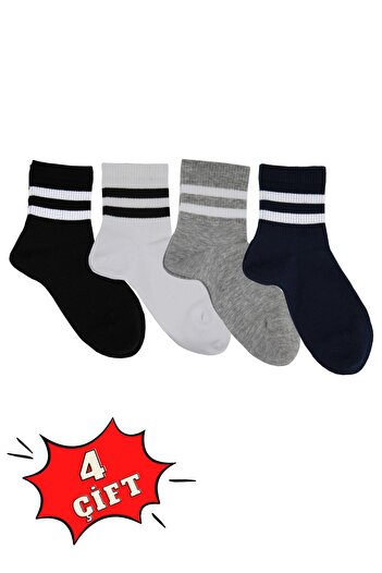 DAYCO Мъжки колежански чорапи с райета и цветен тенис, 4 чифта - 650-41-45