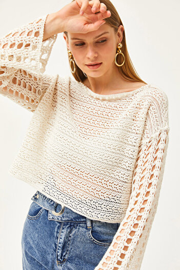 Olalook Women's Stone Spanish Sleeve Collar Pearl Cotton Knit Blouse BLZ-19002523