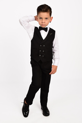 Sevimlice Kids Boy's Vest Scissor Collar Bow Tie Suit Tuxedo