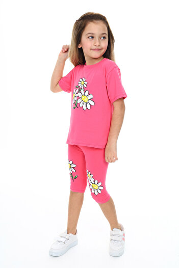 e-çocuk Daisy Printed Girl's Set - Lower and Upper Set 104160