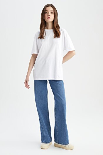 DeFacto Oversize Fit Crew Neck Κοντό μανίκι 100% βαμβακερό T-shirt V4136az23sp