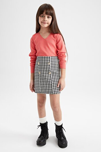 DeFacto Girl's Crop V-Neck Sweater Z4923a622wn