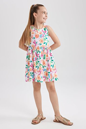 DeFacto Girl's Patterned Sleeveless Dress T2575a623hs