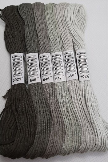 ALMİŞ 6 Pieces Cross Stitch 8 Meters 6 Layers Different Colors Cross Stitch Embroidery Rococo Thread-3021 3024