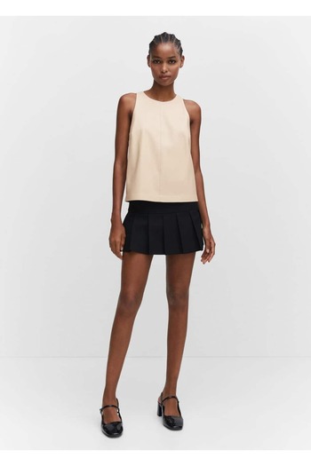 MANGO Woman Leather Look Blouse