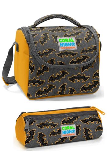 Coral High Boy's Yellow Black Bat Lunch Box Set