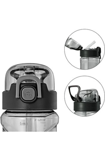 DILLER 550 ml Black Straw Sports School and Daily Water Bottle Lockable Lid Tritan Material