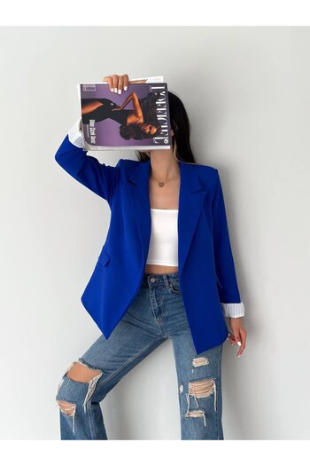 ZF BUTİK Sleeve Fold inside Liner Striped Blazer Jacket