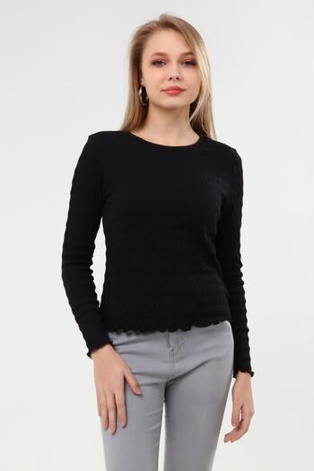 Miss Murem Elastic Long Sleeve Blouse-black