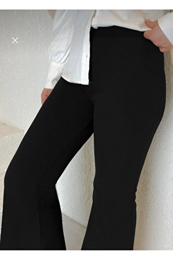 moda biz Women's Black Elastic Waist Spaghetti Leg Lycra Imported Scuba Fabric Pants
