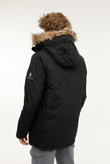 lumberjack M-SN54 FREDDY COAT 2PR Μαύρο Ανδρικό Μακρύ Παλτό