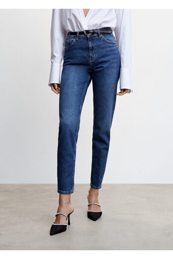 MANGO Woman Blugi Mom Comfort cu talie înaltă