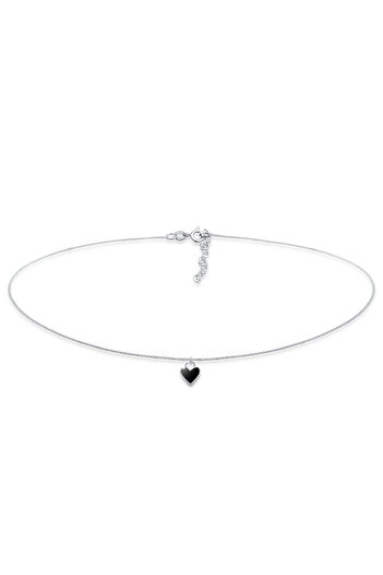 ELLI Emaille Liebe 925 Silber Halskette Choker Herz Anhänger