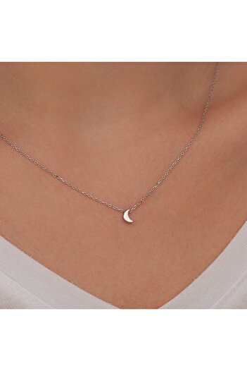 Rapithwin Silver Color Moon Necklace