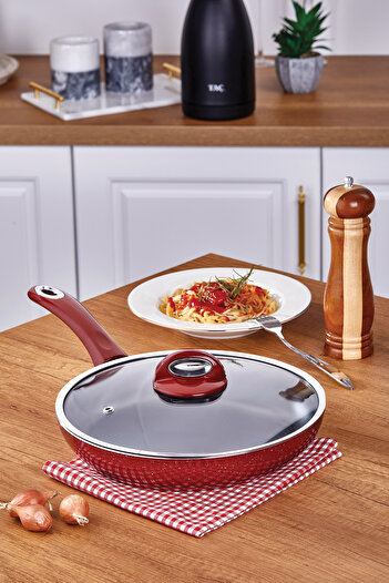 Taç Titan Granite Pan with Glass Lid 20 Cm
