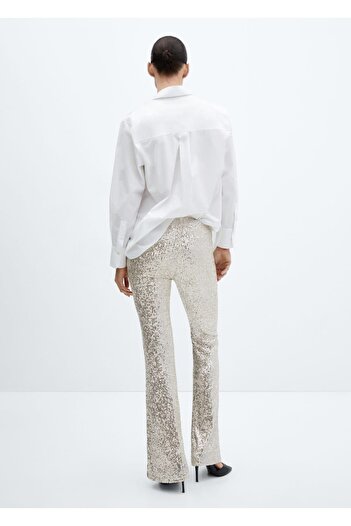 MANGO Woman Payetli flare pantolon