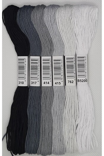 ALMİŞ 6 Pieces Muline Cross 8 Meters 6 Layers Different Colors Cross Stitch Embroidery Rococo Floss 310 B5200