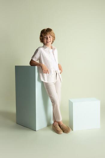 DeFacto Boy's Patterned Poplin Short Sleeve Shirt Z3147a623sm
