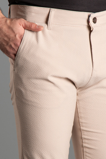 ZEKİ ÖZER MEN'S BEIGE GOFRE LINEN PANT