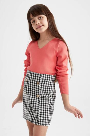 DeFacto Girl's Crop V-Neck Sweater Z4923a622wn