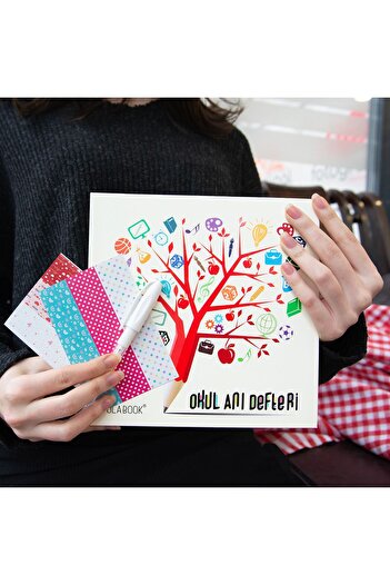 POLABOOK School Tree Figured with White Pen Cream Design Yourself Memory Book and Photo Album