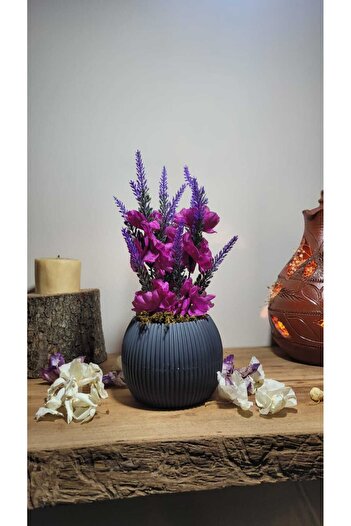 La bella bazar Planta artificiala de lavanda in ghiveci cu muschi real 22 cm decorativa pentru baie, bucatarie, masa, floare