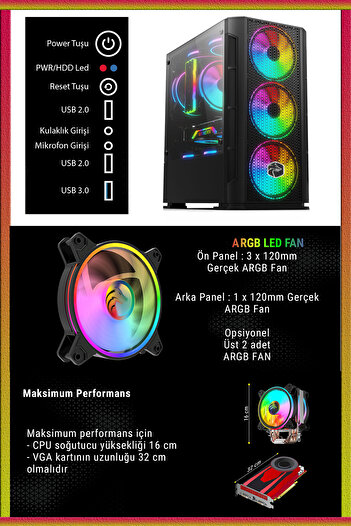Zeiron Prime X90 Ryzen 5 5500 32GB Ram 1TB M.2 SSD RTX3050 24" 170Hz Full Set Oyuncu Masaüstü Bilgisayar
