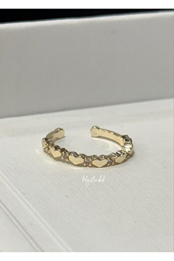KİLİGİSTANBUL MİNİK KALPLER GOLD RENK YÜZÜK