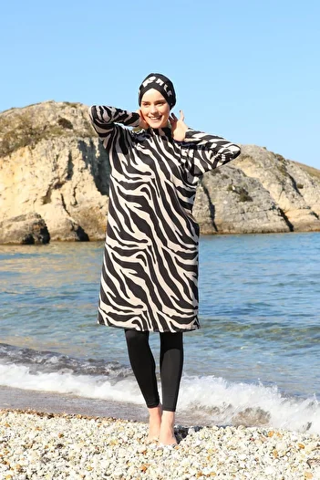 SEBOTEKS Oversize Design Closed Hijab Swimsuit with Tights 3380