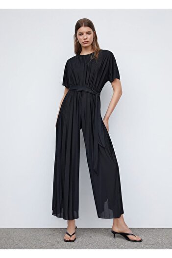 MANGO Woman Belted pleated jumpsuit
