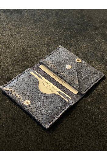 MAT Deri Minimal Card Holder Handmade Genuine Leather with 6 Cards and Coin Purse Pattern