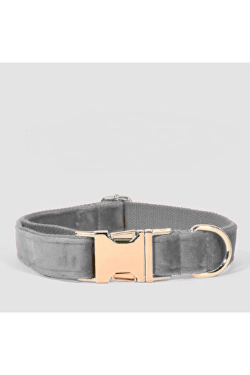 Pawsim Velvet Cream Colored Dog Collar and Walking Strap Set - Adjustable Buckle Leash