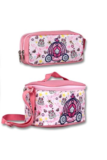 ÜMİT ÇANTA Ümit Bag Girl's Insulated Lunch Bag and Pen Holder Set - Pink Princess