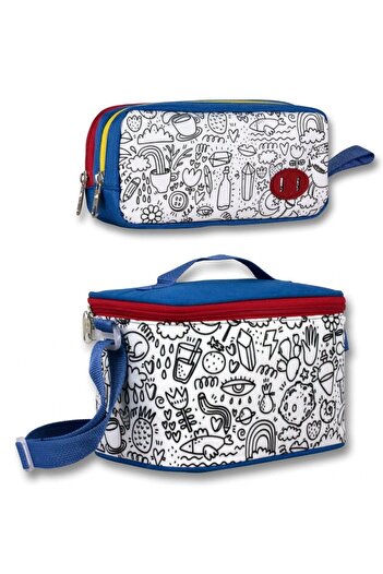 ÜMİT ÇANTA Ümit Bag Paintable Primary School Lunch Box and Pen Holder Set